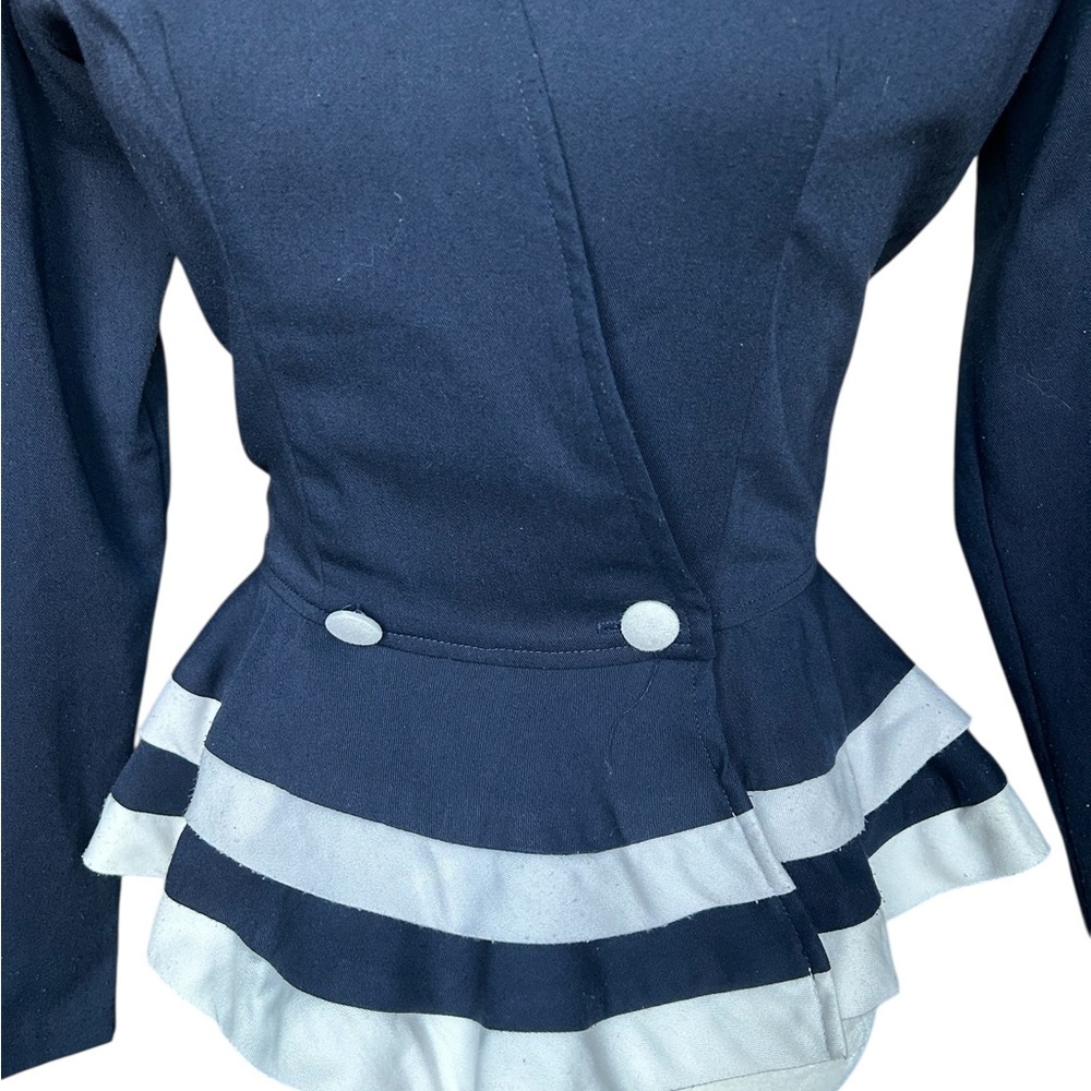 Sophisticate Navy Peplum Blazer Size XS | Structured Tailored Jacket - Picture 3 of 12